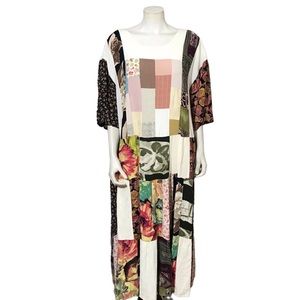 Vintage LBW Allover Patchwork Floral Artsy Maxi Tunic Dress Sz-4X